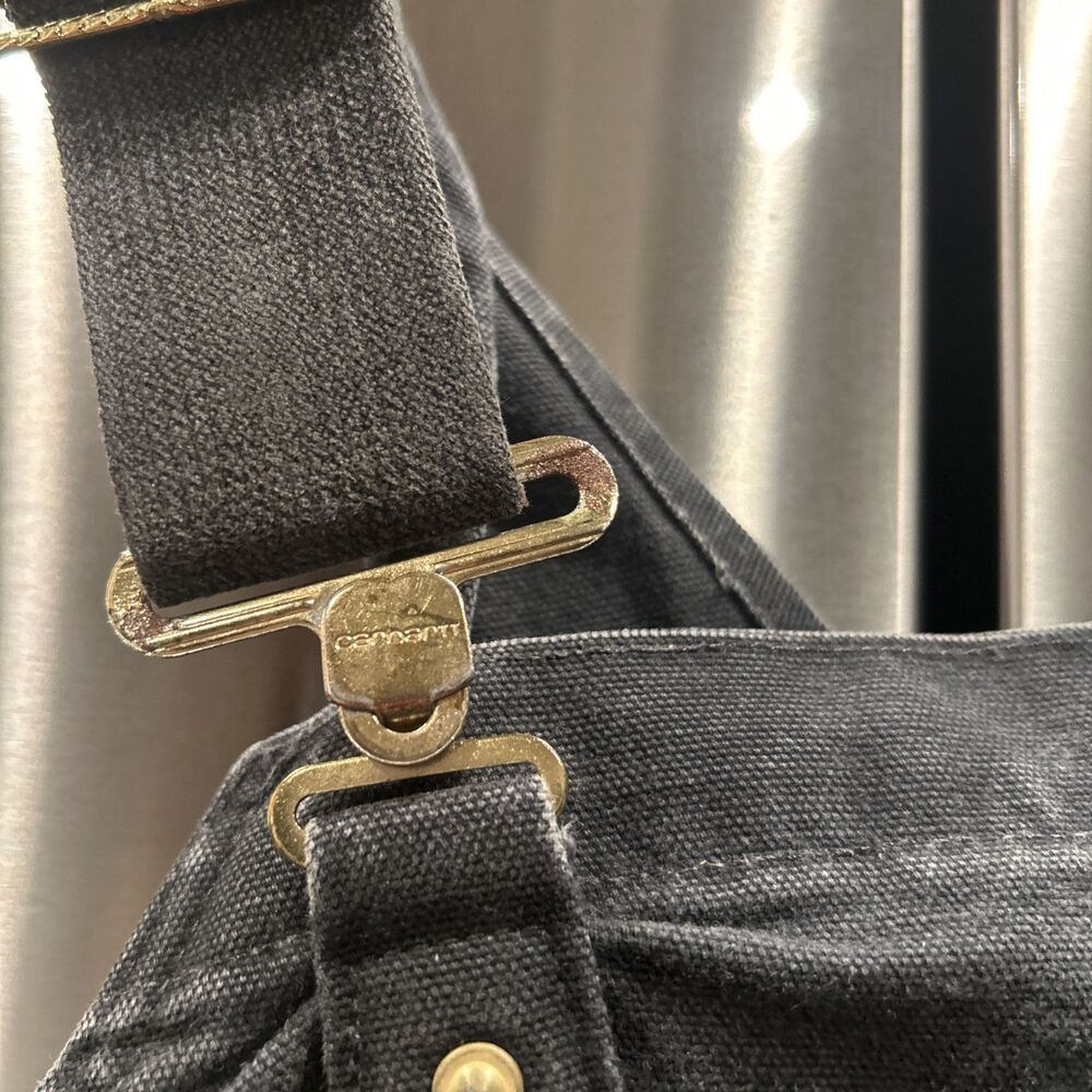 Vintage Carhartt Bib Overalls Mens 44 X 28 Black Gray Knee 90s Y2K - Picture 5 of 16